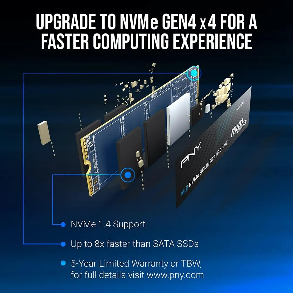 PNY CS2241 2TB M.2 NVMe Gen4 x4 Internal Solid State Drive (SSD) - M280CS2241-2TB-RB