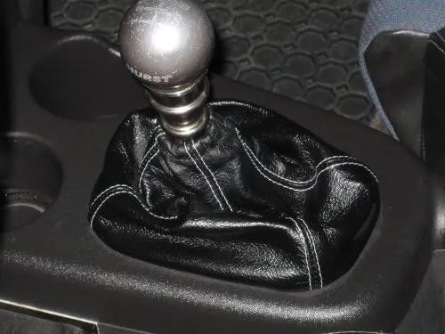RedlineGoods Shift Boot Compatible with Saturn ION 2003-07. Tailor Made - not Universal. Genuine top-Grade Italian Black Suede (Alcantara) with Silver Thread