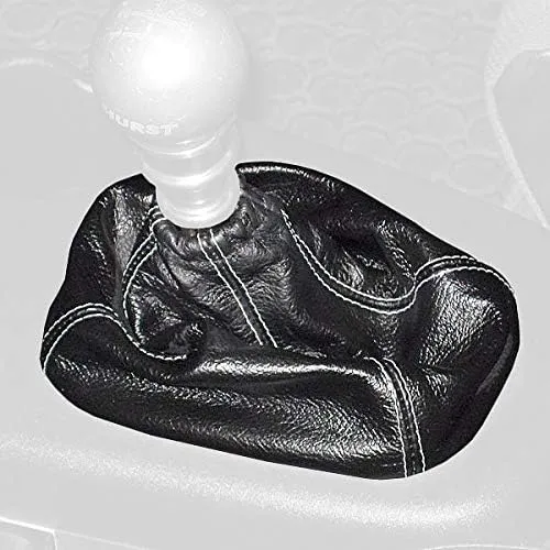 RedlineGoods Shift Boot Compatible with Saturn ION 2003-07. Tailor Made - not Universal. Genuine top-Grade Italian Black Suede (Alcantara) with Silver Thread