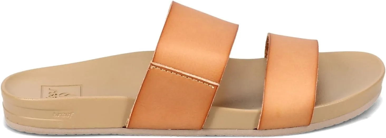 Reef Women's Cushion Vista Fashion Slide Sandal, Vegan Leather Strap, Soft Footbed