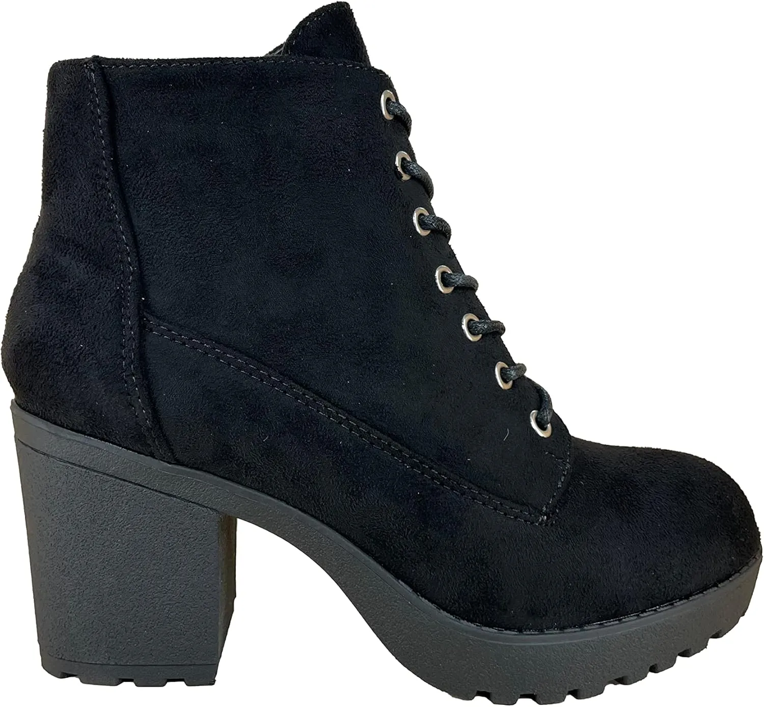 REVOL Women's Melanie Second Chunky Heeled Lace Up Ankle Bootie Combat Boot