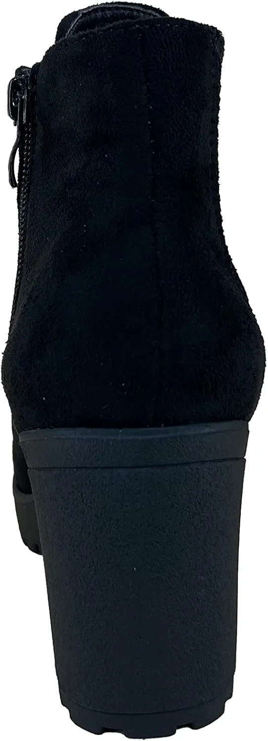 REVOL Women's Melanie Second Chunky Heeled Lace Up Ankle Bootie Combat Boot