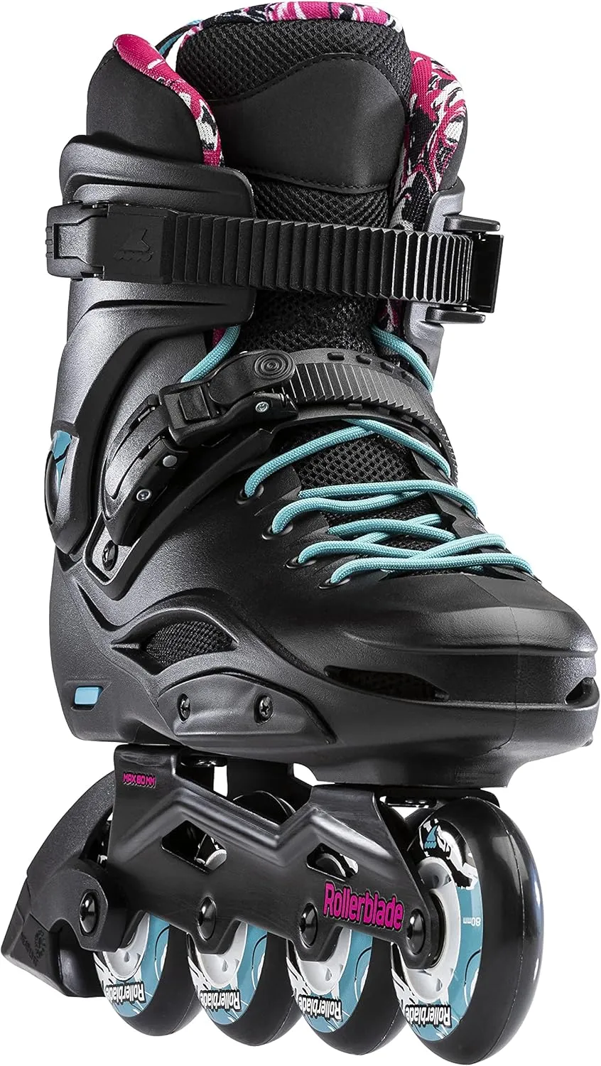 Rollerblade RB Cruiser Women's Adult Fitness Inline Skate, Black/Aqua, Urban Performance Inline Skates