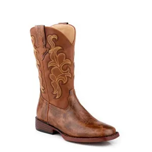 Roper Big Kds Quills Cognac Ostrich Print/Cognac