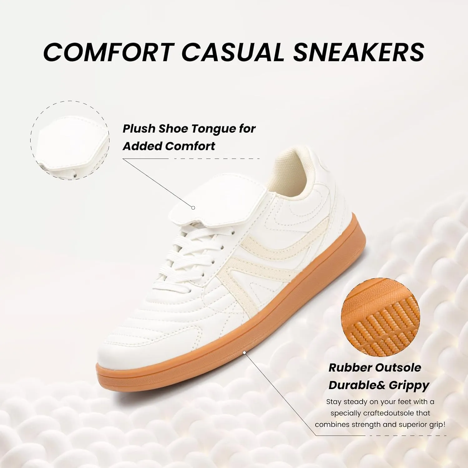 Rosella Carlie Sneakers for Women - Comfortable Casual Walking Tennis Shoes Non-Slip Shoes for Women - Lace-Up Fashion Sneakers Trendy Women's Footwear