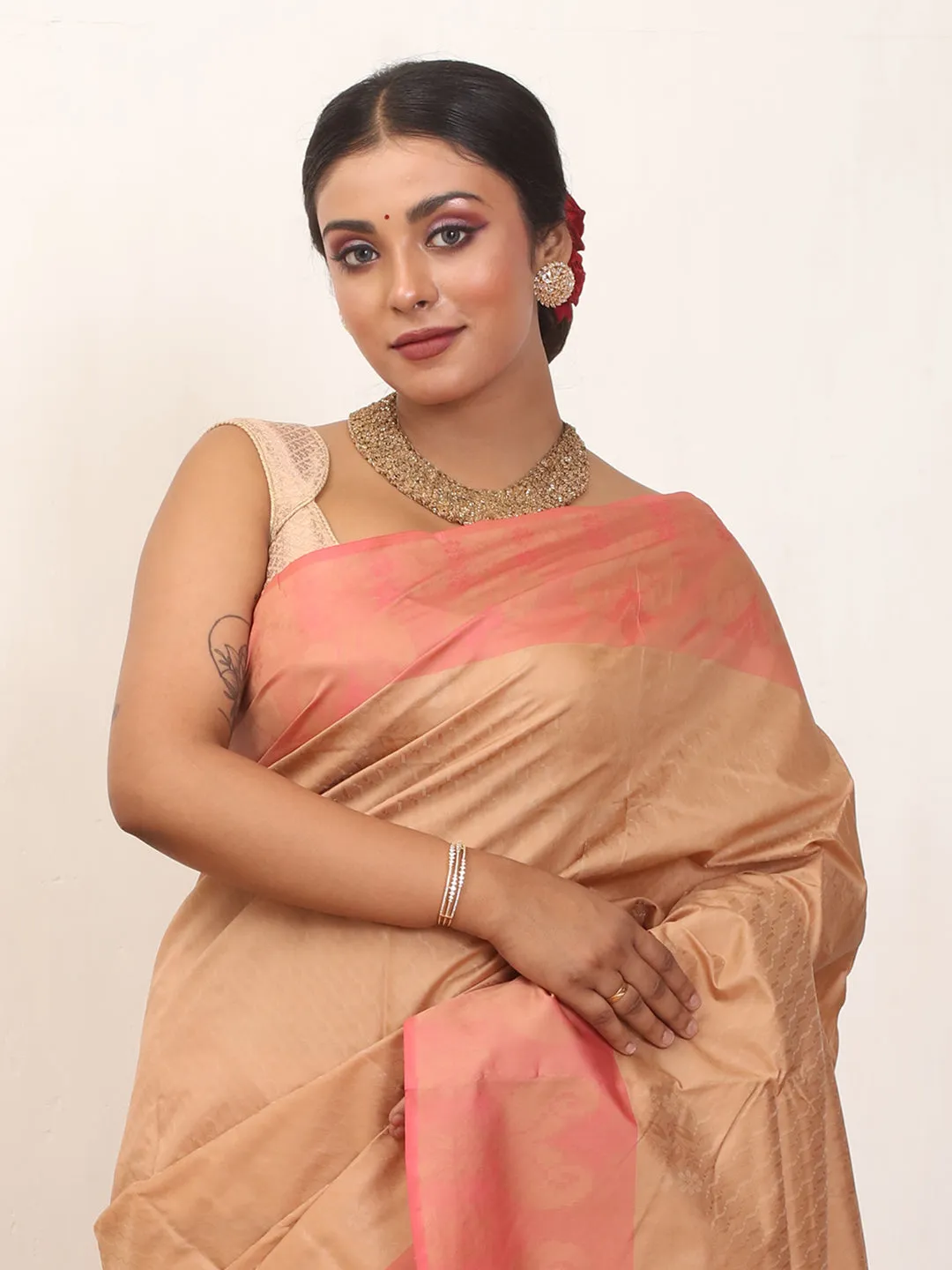 Saree Pink Silk English Kanjivaram Rose Efficient shipping Cotton Sandal Hassle-free delivery and