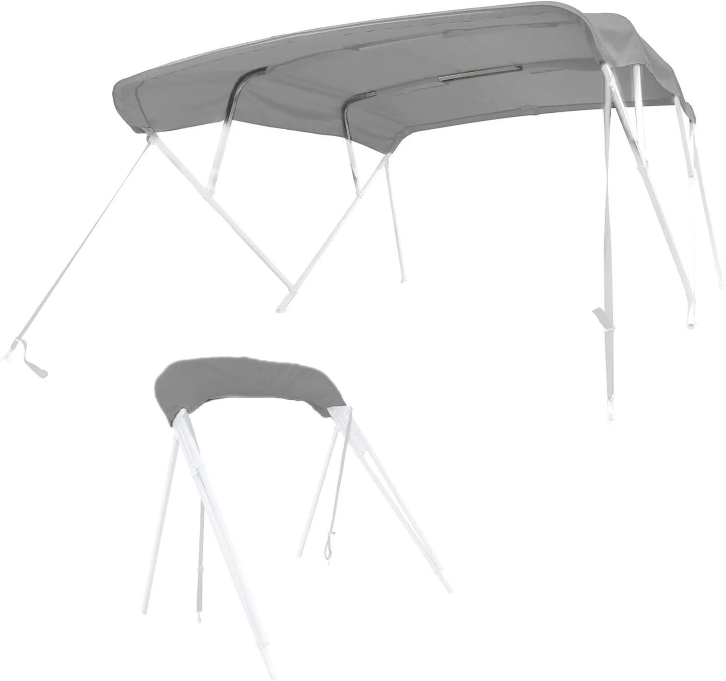 SavvyCraft 4 Bow Bimini Top Replacement Cover 10 Feet Long, Durable Marine Grade Canvas Sun Shade Boat Canopy, Easy Install Zipper Sleeves, 4 Bow 120 inches Long, 91-96 inches Wide, Grey Color