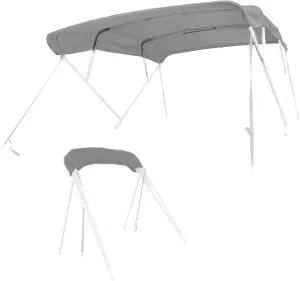 SavvyCraft 4 Bow Bimini Top Replacement Cover 10 Feet Long, Durable Marine Grade Canvas Sun Shade Boat Canopy, Easy Install Zipper Sleeves, 4 Bow 120 inches Long, 91-96 inches Wide, Grey Color