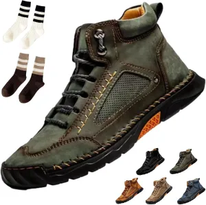 Sawbehind Mens Boots, Sawbehind Men's Comfortable Handmade Leather Boots, Waterproof, Non-slip, Arch Support