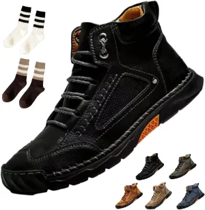 Sawbehind Mens Boots, Sawbehind Men's Comfortable Handmade Leather Boots, Waterproof, Non-slip, Arch Support