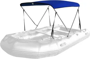 Seamander Inflatable Boat Bimini Tops,Rib Canopy Boat Top Cover 1.5mm Thickness Aluminum Tube with Mounting Hardwares (Pacific Blue, 2 Bow 59" L x 42"- 49" W x 39.4" H)
