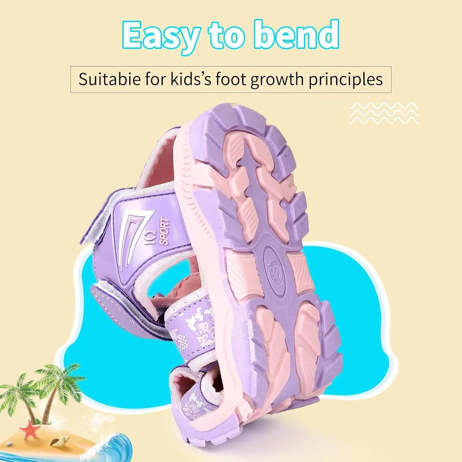 seannel Kids Athletic Sandals Boys and Girls Outdoor Hiking Sports Closed-Toe Sandal Pool Beach Shoes Summer Water shoes
