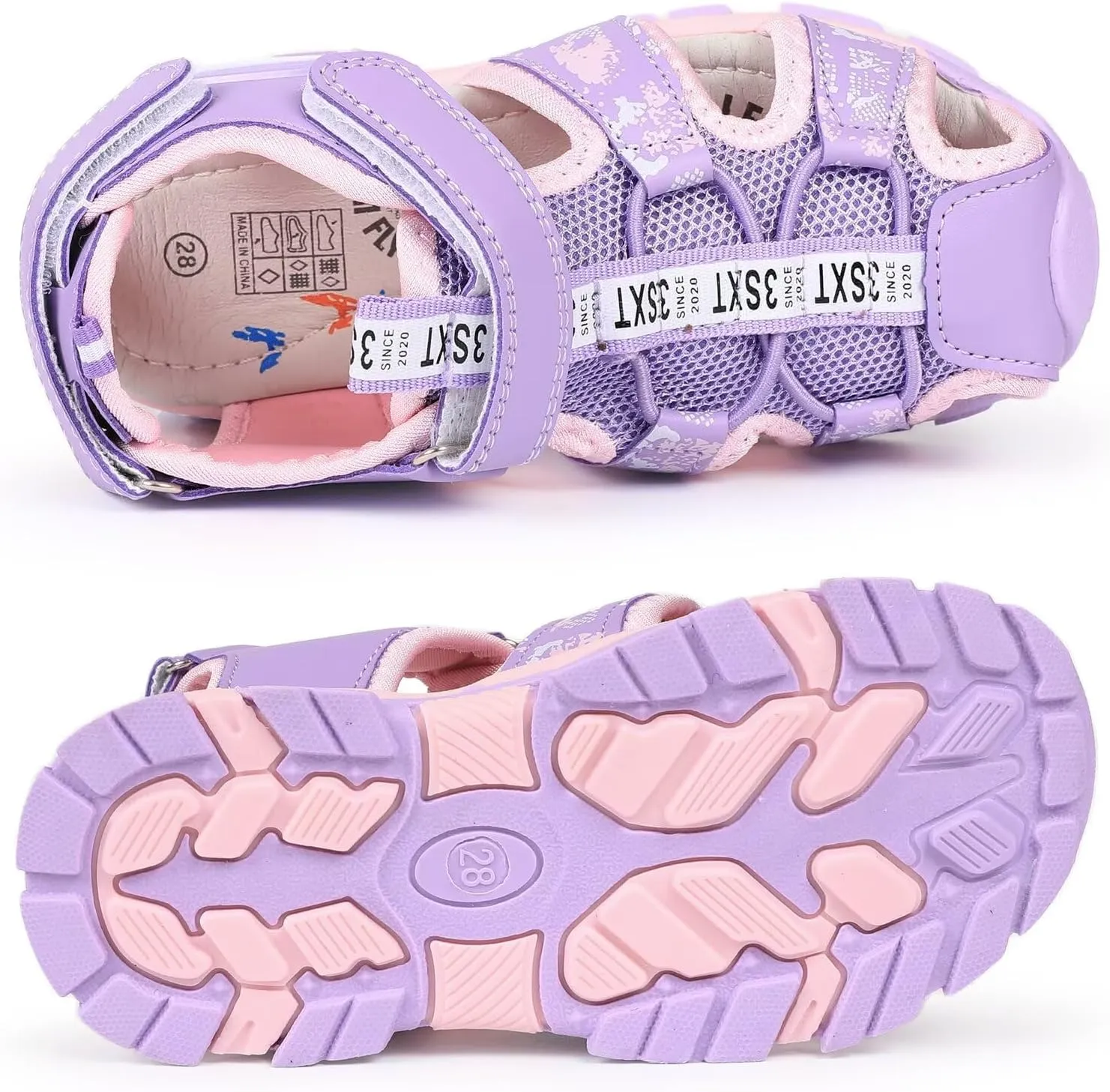 seannel Kids Athletic Sandals Boys and Girls Outdoor Hiking Sports Closed-Toe Sandal Pool Beach Shoes Summer Water shoes