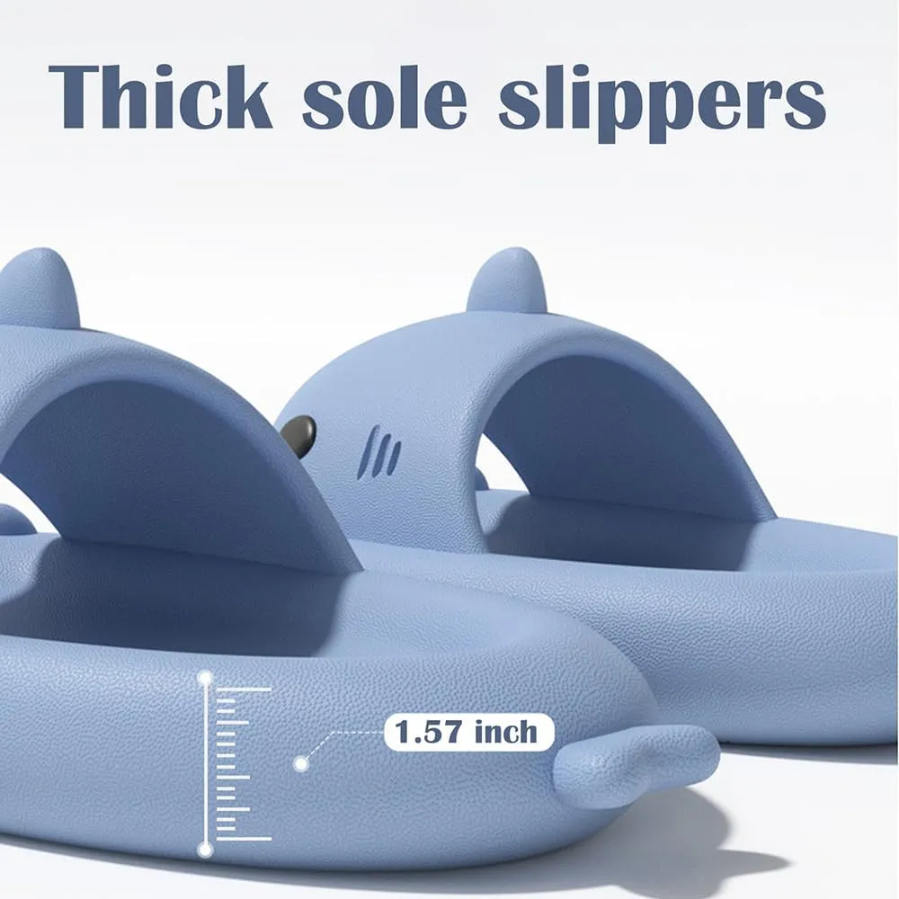Shark Slides for Men and Women, Cloud Fun Animal Slipper for Adult, Cozy Non-Slip Shark Sandals for Bathroom, Outdoor