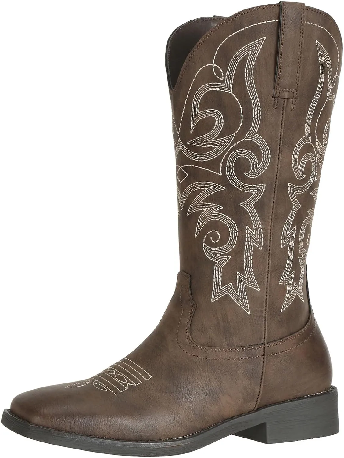 SheSole Women's Fashion Western Cowgirl Cowboy Boots Wide Square Toe Mid Calf