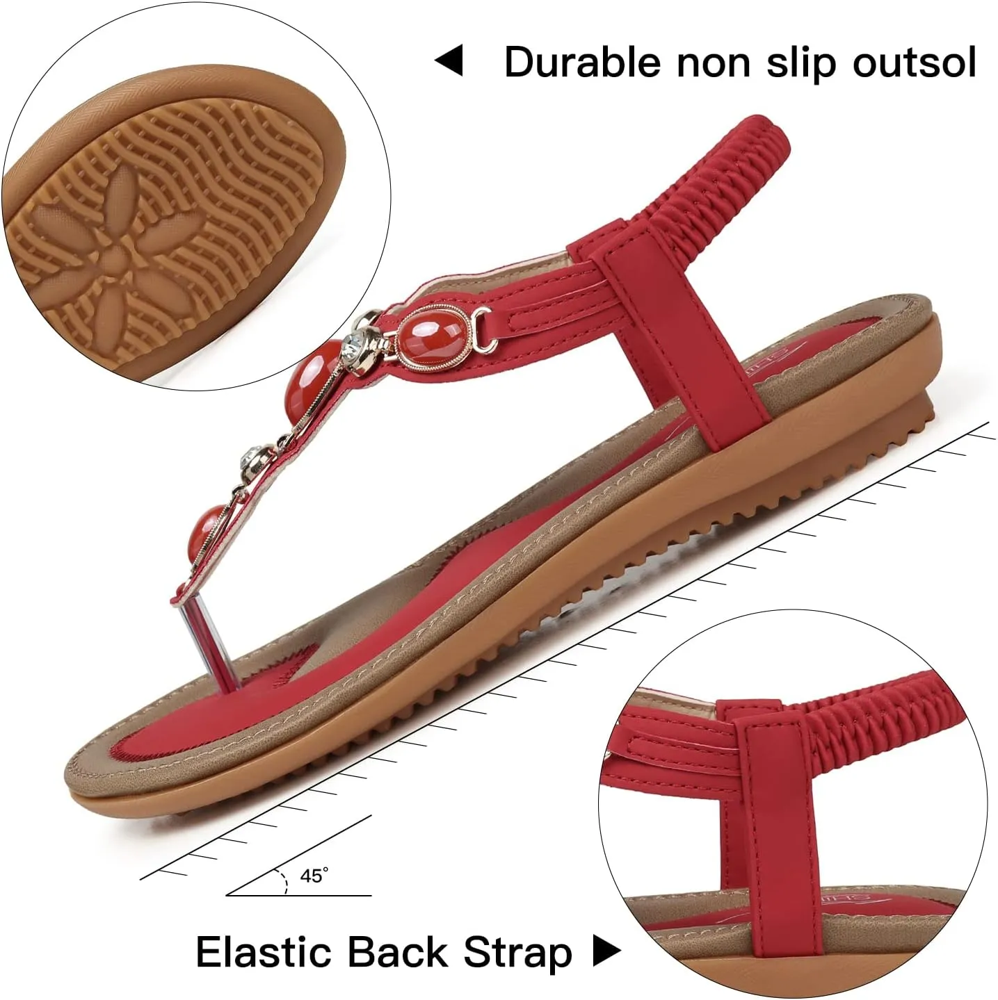 SHIBEVER Flat Sandals for Women Dressy: Summer Comfortable Dress Thong Flats Sandal
