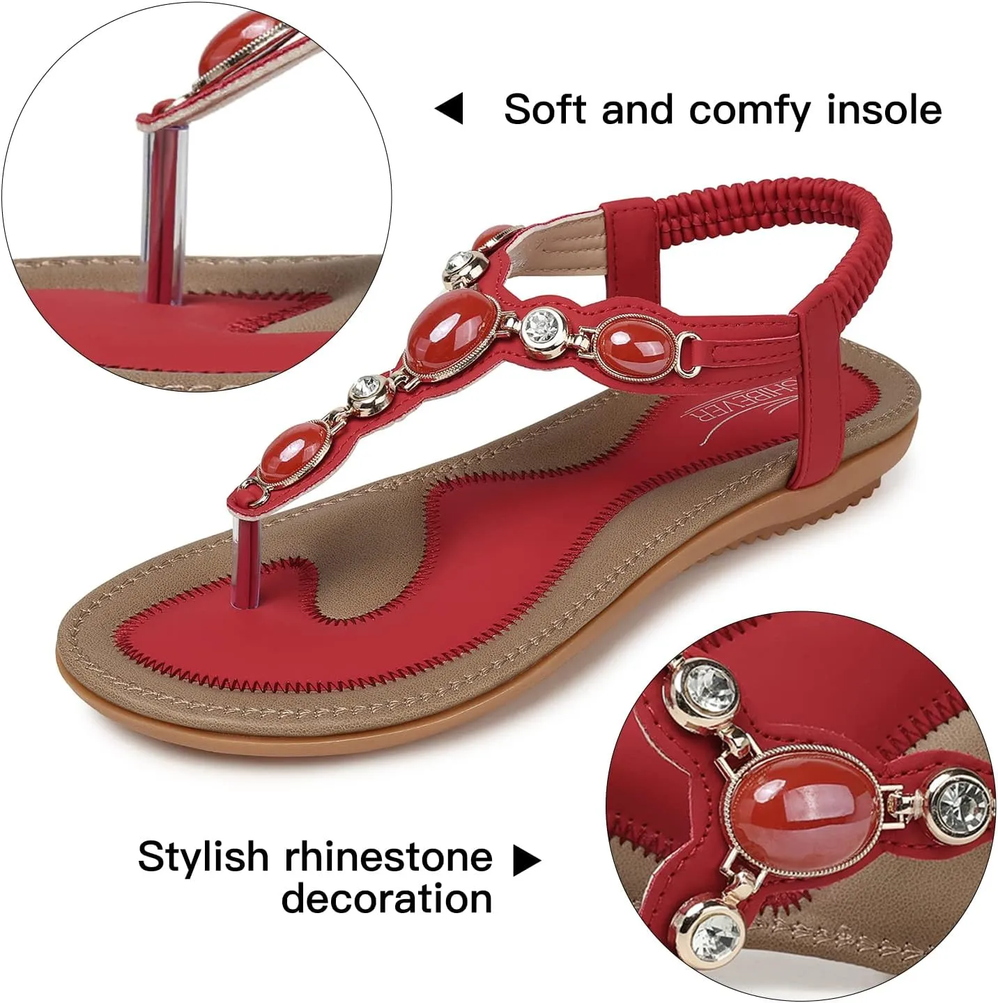 SHIBEVER Flat Sandals for Women Dressy: Summer Comfortable Dress Thong Flats Sandal
