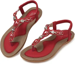 SHIBEVER Flat Sandals for Women Dressy: Summer Comfortable Dress Thong Flats Sandal
