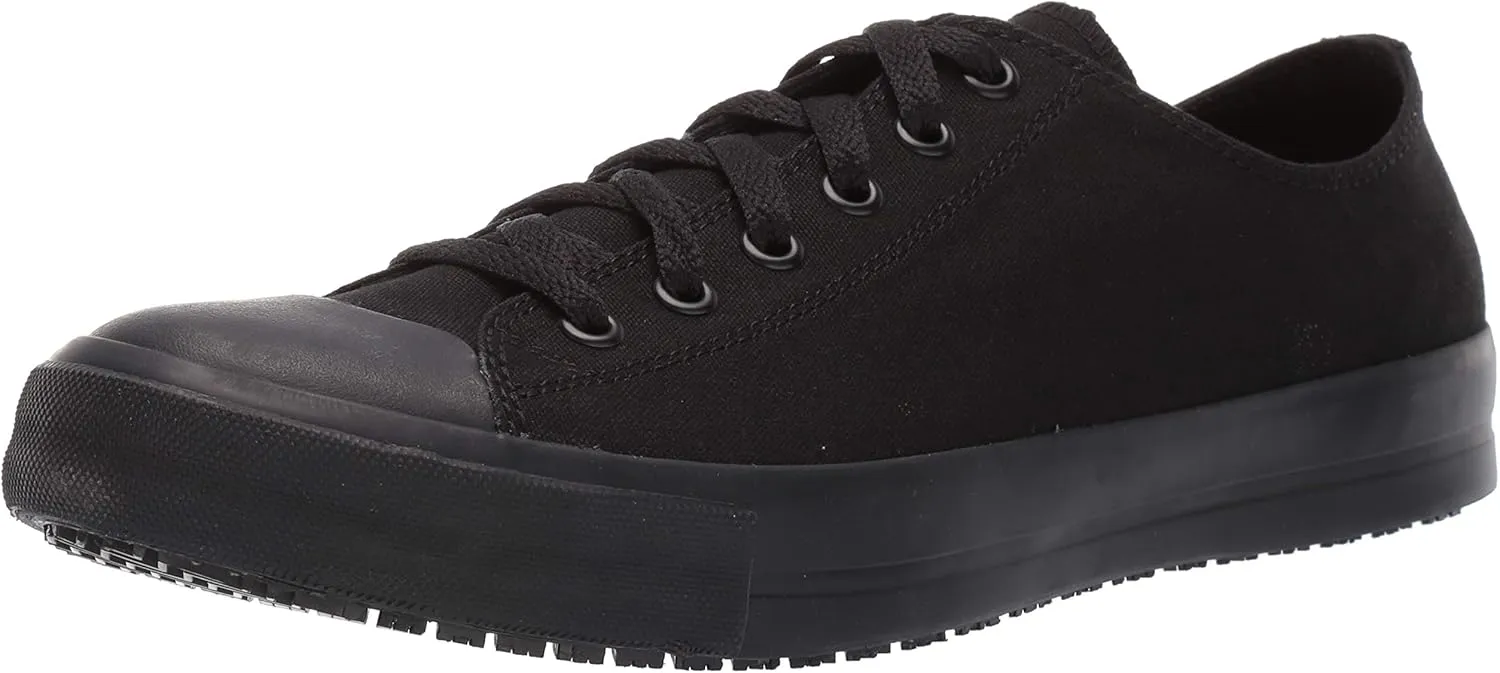 Shoes for Crews Delray, Men's, Women's, Unisex Canvas Work Shoes, Slip Resistant, Water Resistant, Black, Men's 5.5 / Women's 7 Wide