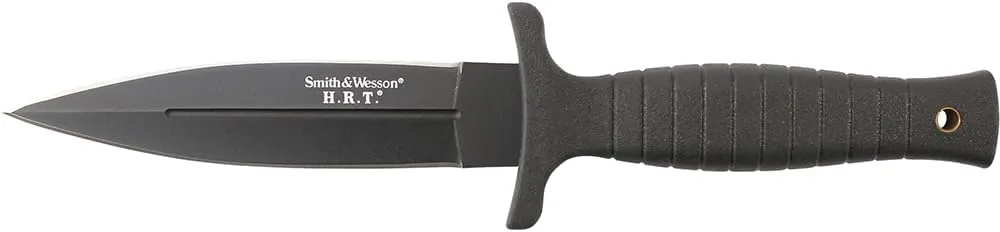 Smith & Wesson 9" H.R.T Double Edged Boot Knife with High Carbon Stainless Steel Blade, Lanyard Hole for Tactical, Self Defense