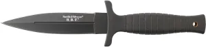 Smith & Wesson 9" H.R.T Double Edged Boot Knife with High Carbon Stainless Steel Blade, Lanyard Hole for Tactical, Self Defense
