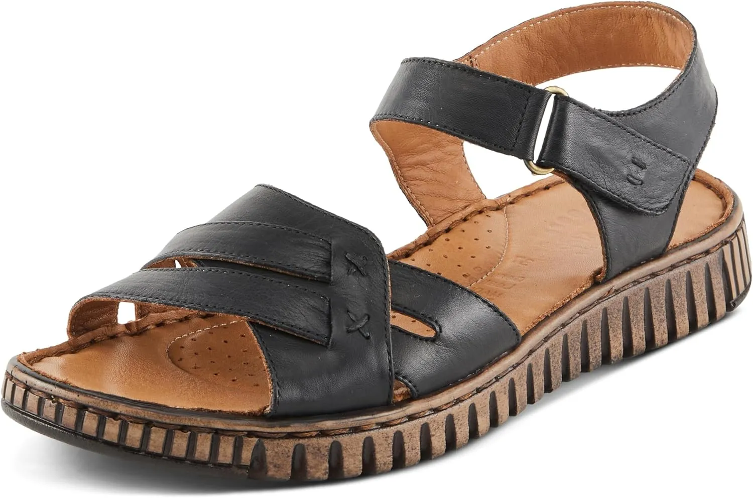 Spring Step NOCHELLA Women's Soft Leather Sandals - Hook and Loop Closure, All-Day Comfort