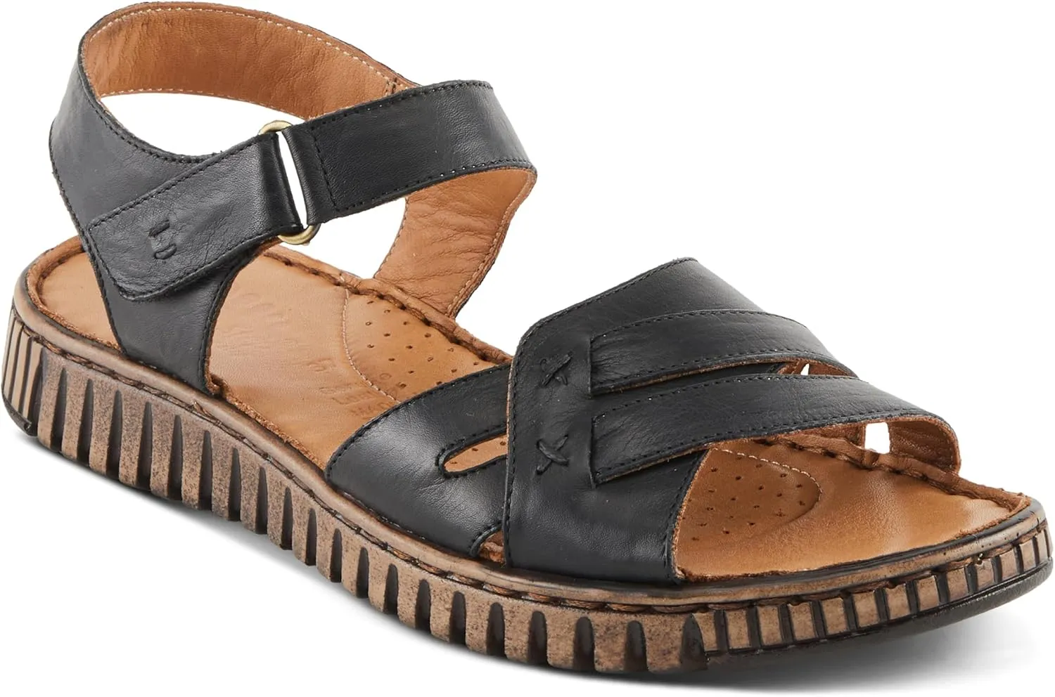 Spring Step NOCHELLA Women's Soft Leather Sandals - Hook and Loop Closure, All-Day Comfort