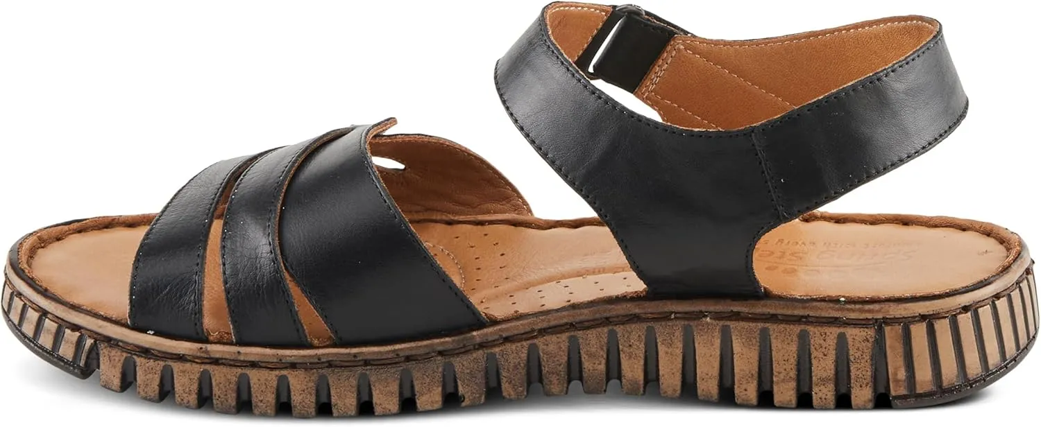 Spring Step NOCHELLA Women's Soft Leather Sandals - Hook and Loop Closure, All-Day Comfort