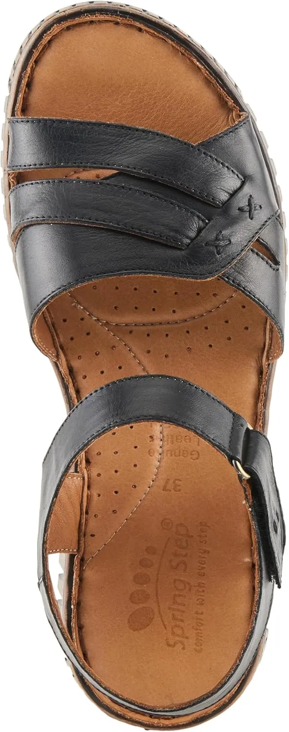Spring Step NOCHELLA Women's Soft Leather Sandals - Hook and Loop Closure, All-Day Comfort