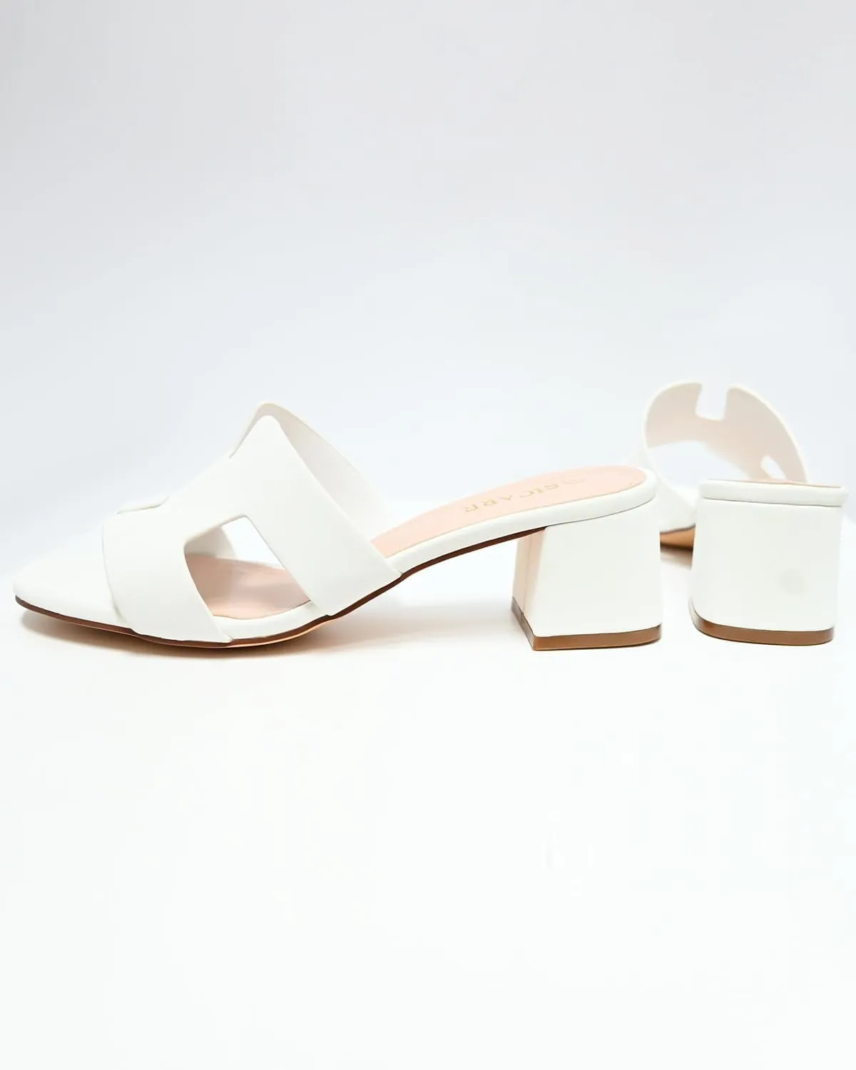 Square Open Toe Strappy Heels Sandals Low Block Chunky Heeled Sandals Slip On Slide Mules Sandals Comfortable Casual Black White Tan Dress Sandals for Women