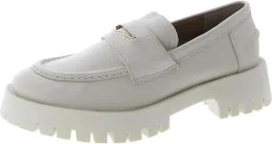 Steve Madden Lawrence Round Toe Slip On Leather Loafers Black Leather