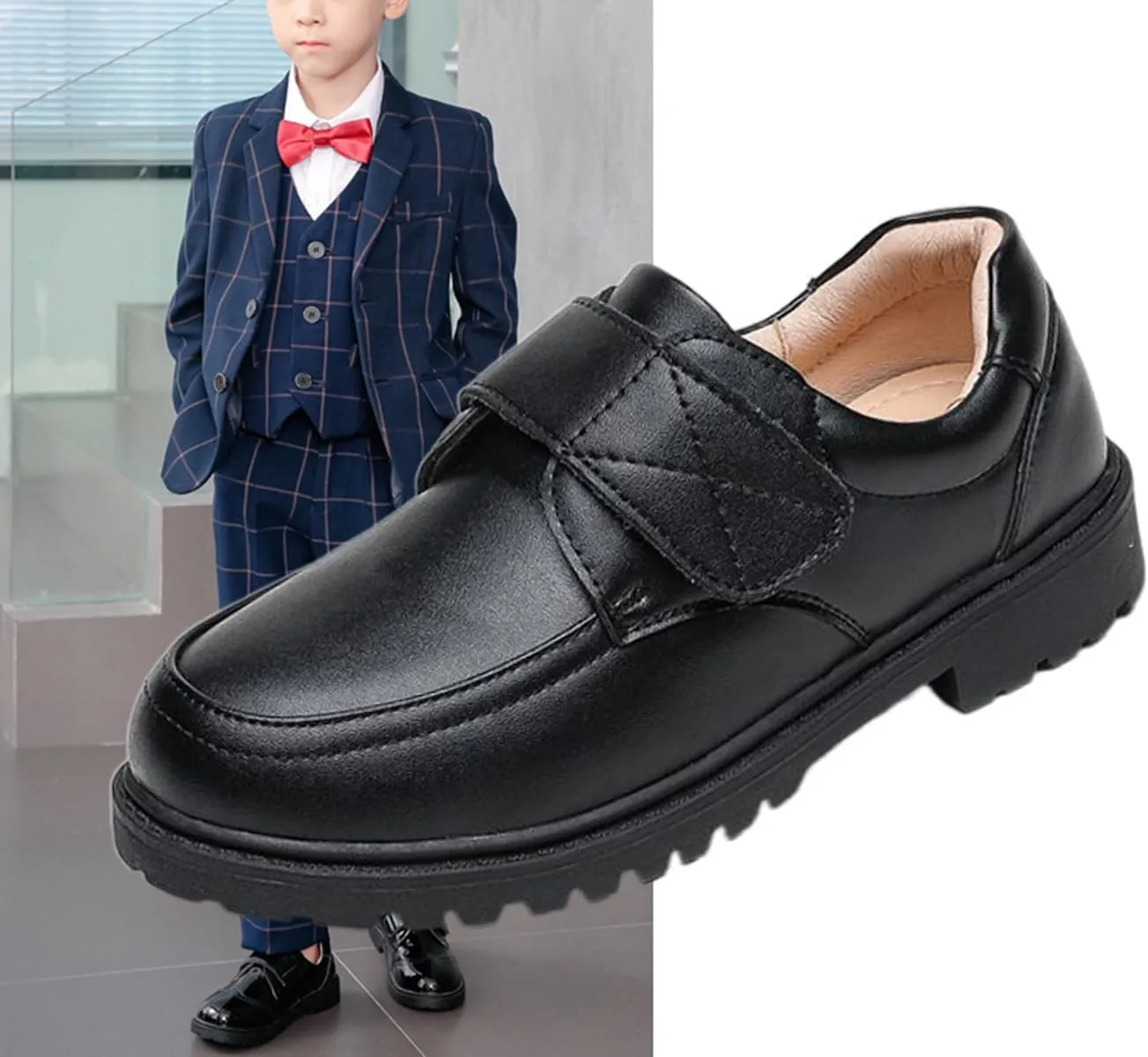 TangDao Boy’s Dress Shoes Black Cowhide Leather Slip On Loafer Formal Wedding School Shoes (Toddler Little/Big Kid)