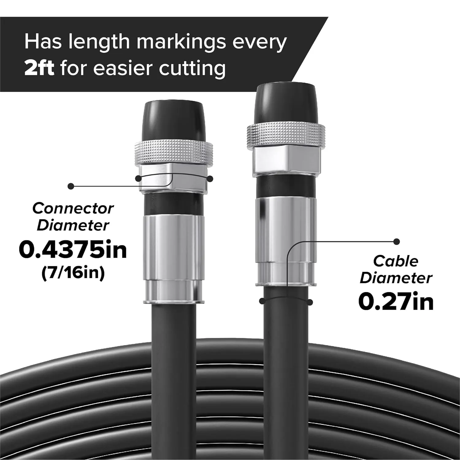 THE CIMPLE CO Coaxial Cable, 50 FT, Weatherproof Rubber Boot, Indoor/Outdoor TV Cable, High Speed Internet, Dual Shield, Satellite, Antenna, CATV, RG6, 15 Meters, Black