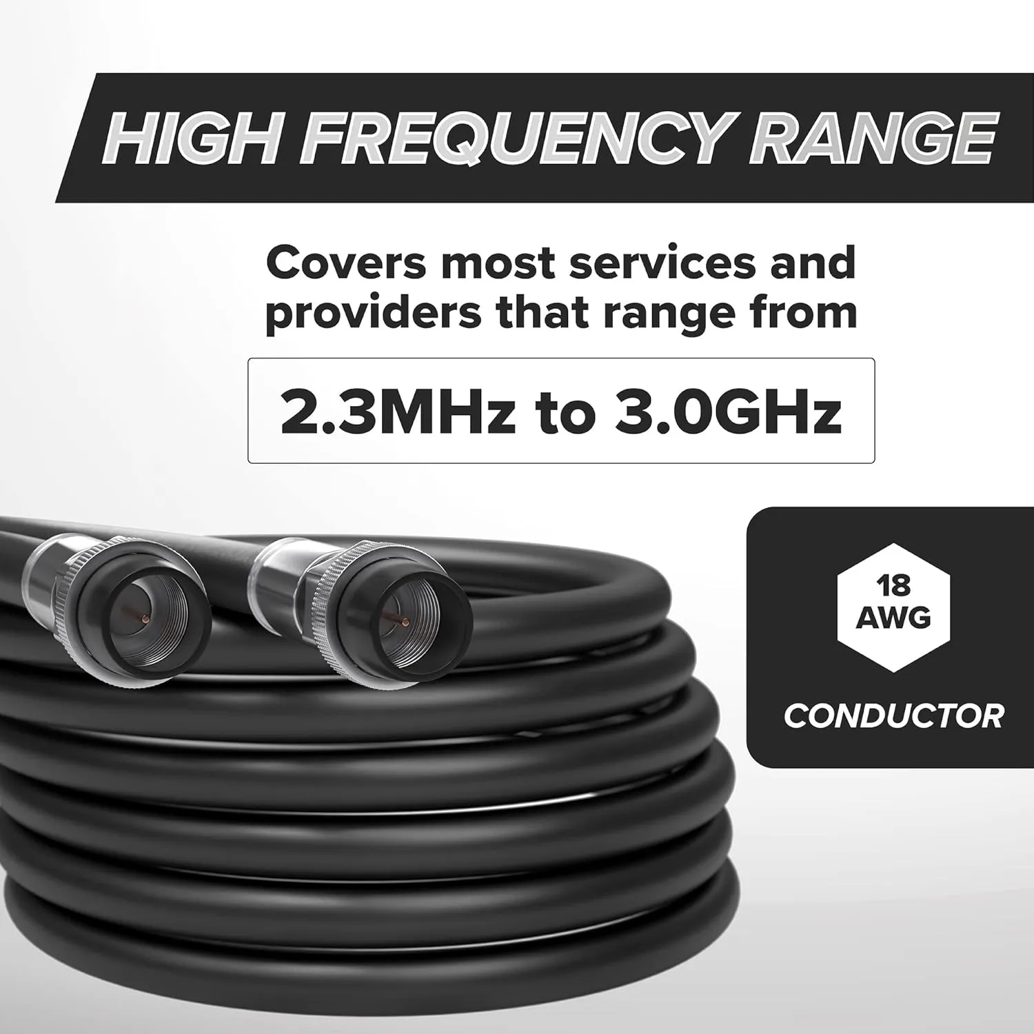 THE CIMPLE CO Coaxial Cable, 50 FT, Weatherproof Rubber Boot, Indoor/Outdoor TV Cable, High Speed Internet, Dual Shield, Satellite, Antenna, CATV, RG6, 15 Meters, Black