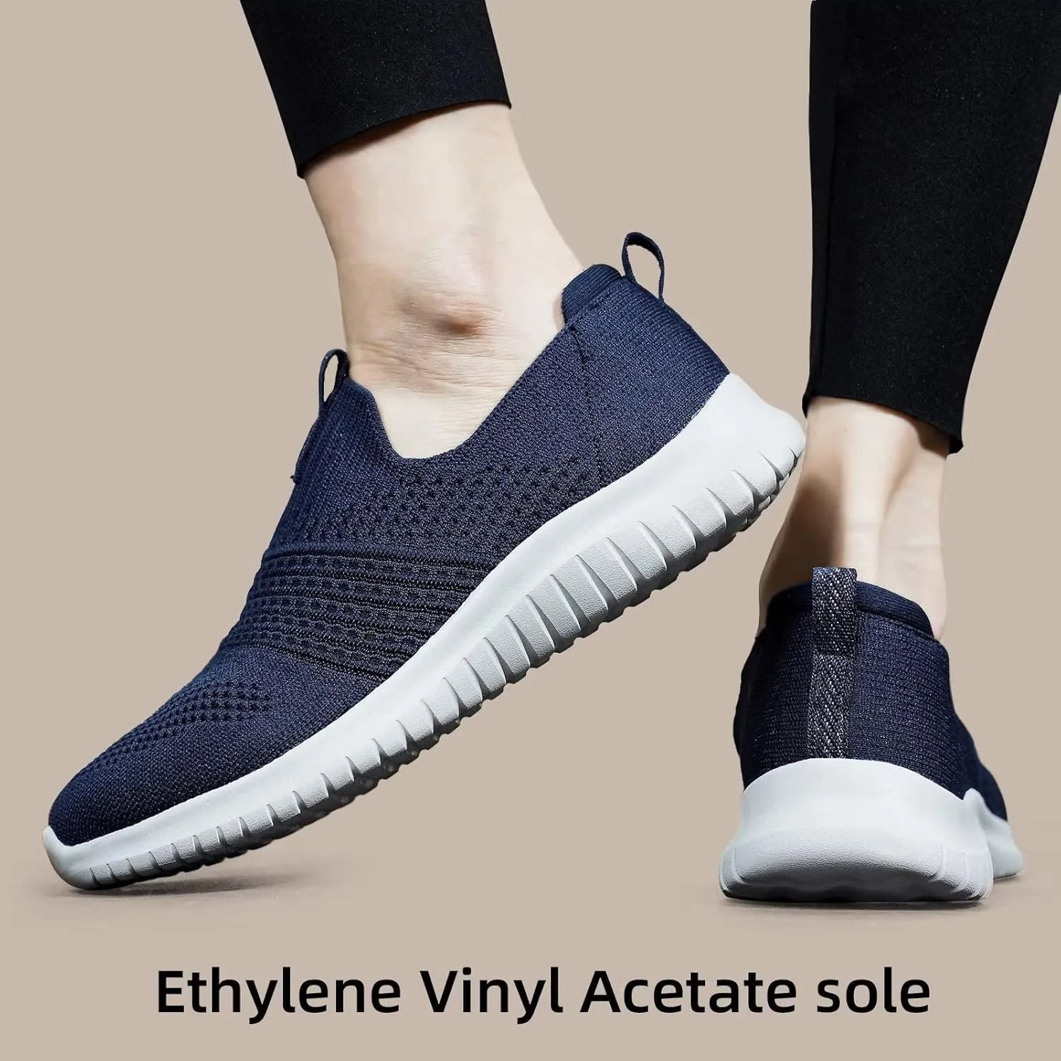 TIOSEBON Women's Walking Tennis Shoes Knit Comfortable Slip on Breathable Mesh Lightweight Sneaker
