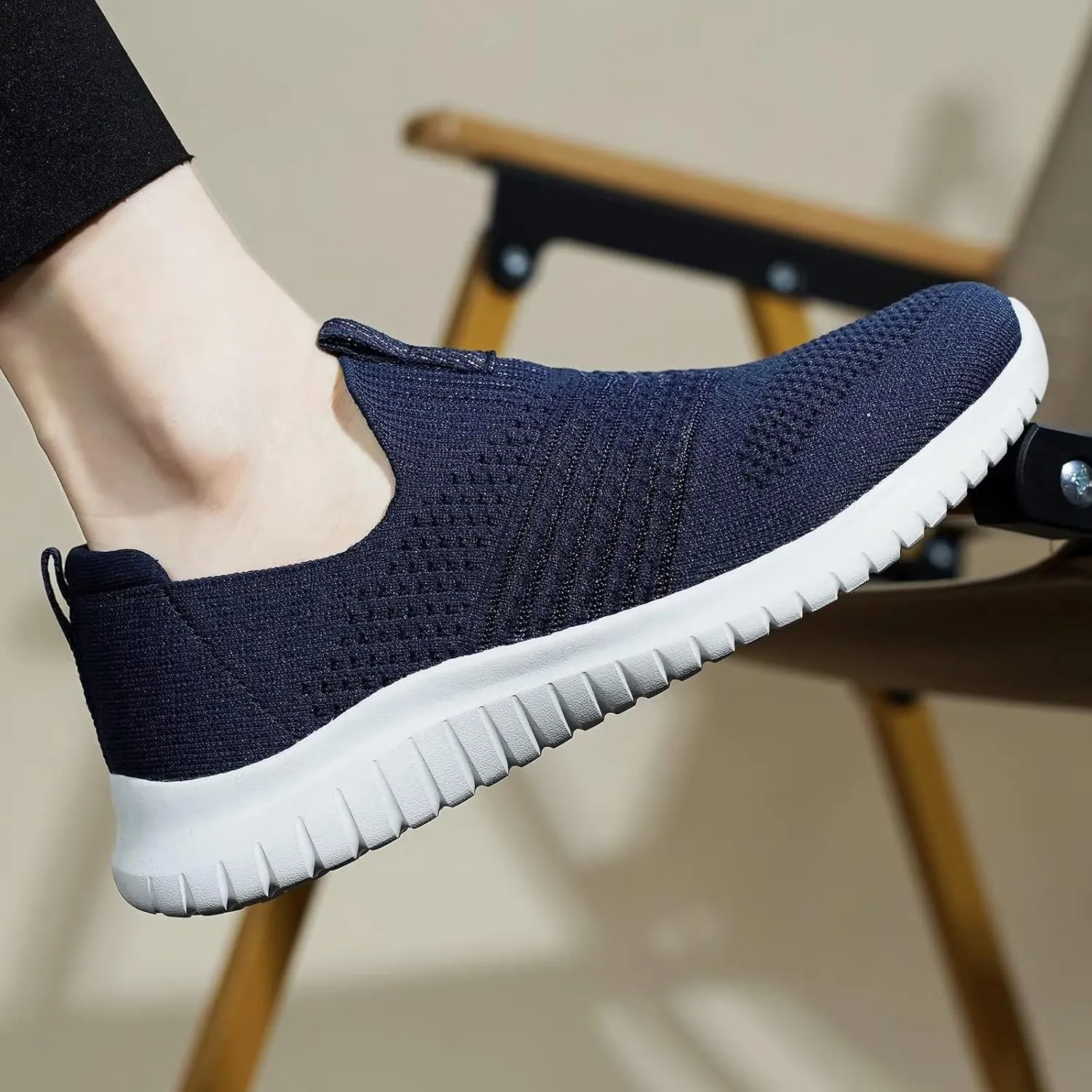 TIOSEBON Women's Walking Tennis Shoes Knit Comfortable Slip on Breathable Mesh Lightweight Sneaker