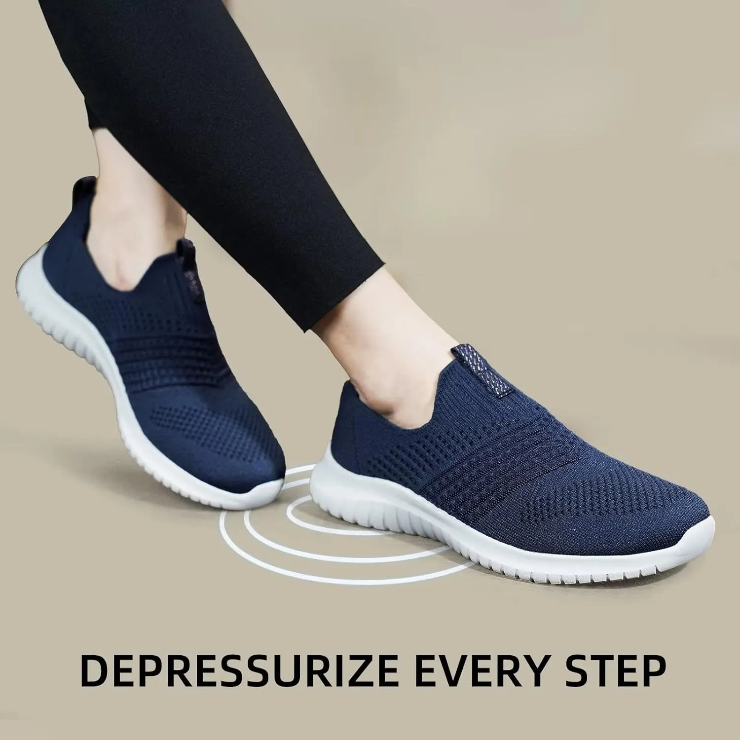TIOSEBON Women's Walking Tennis Shoes Knit Comfortable Slip on Breathable Mesh Lightweight Sneaker