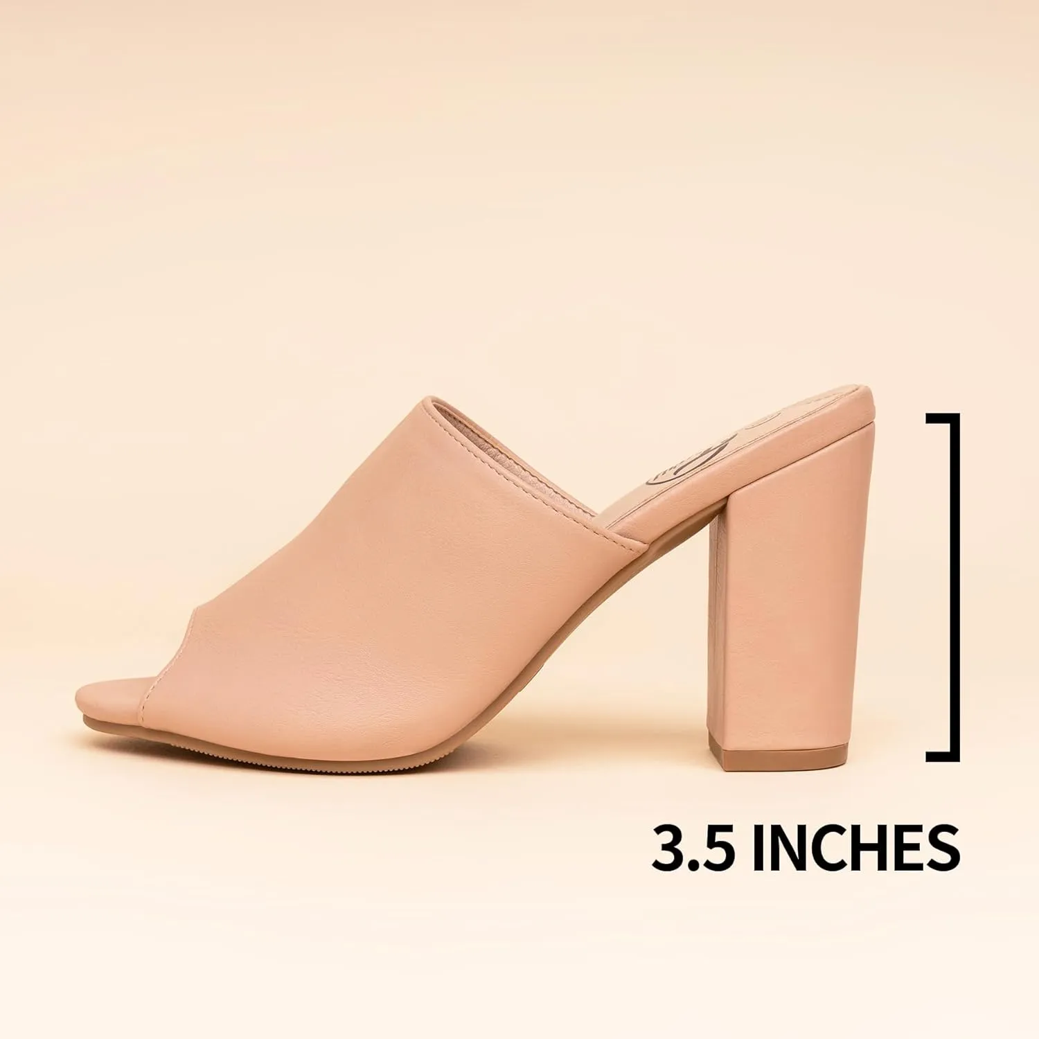 Trary Heels Sandals for Women, Women's Chunky Block High Heels Open Toe Heels Sandals Slip on Mules Comfortable Casual Dressy Black White Pink Brown Pumps