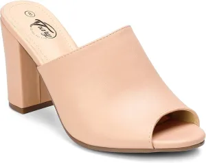 Trary Heels Sandals for Women, Women's Chunky Block High Heels Open Toe Heels Sandals Slip on Mules Comfortable Casual Dressy Black White Pink Brown Pumps