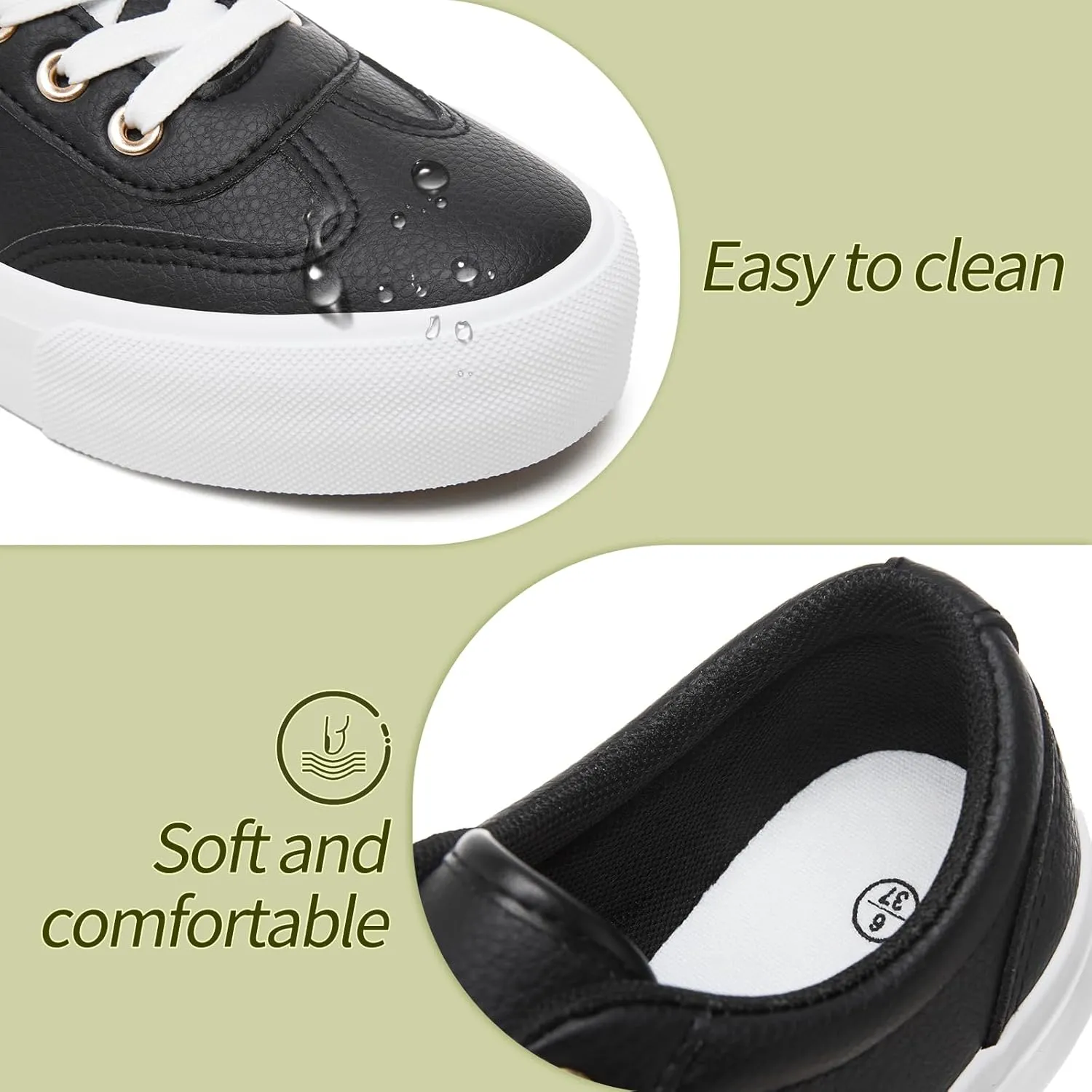 TUOPIN Women's Tennis Shoes White PU Leather Platform Sneakers Comfortable Lace-Up Walking Shoes Fashion Chunky Athletic Sneakers for Women