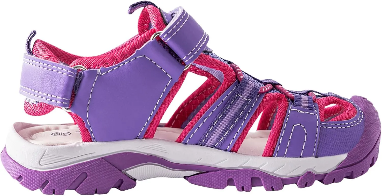 TZJS Girls Boys Sandals Kids Closed Toe Outdoor Hiking Sandal Lightweight Athletic Adjustable Straps Summer Shoes for Toddler/Little Kid