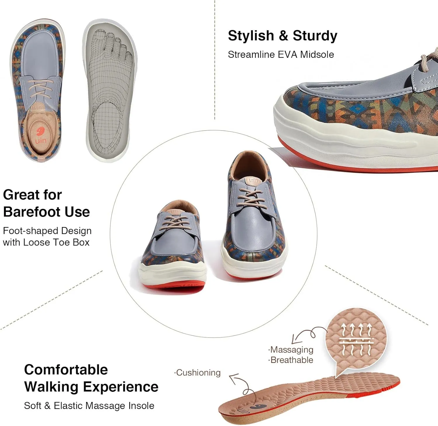 UIN Men's Fashion Platform Sneaker Slip On Walking Casual Comfortable Art Painted Travel Shoes Andalusia