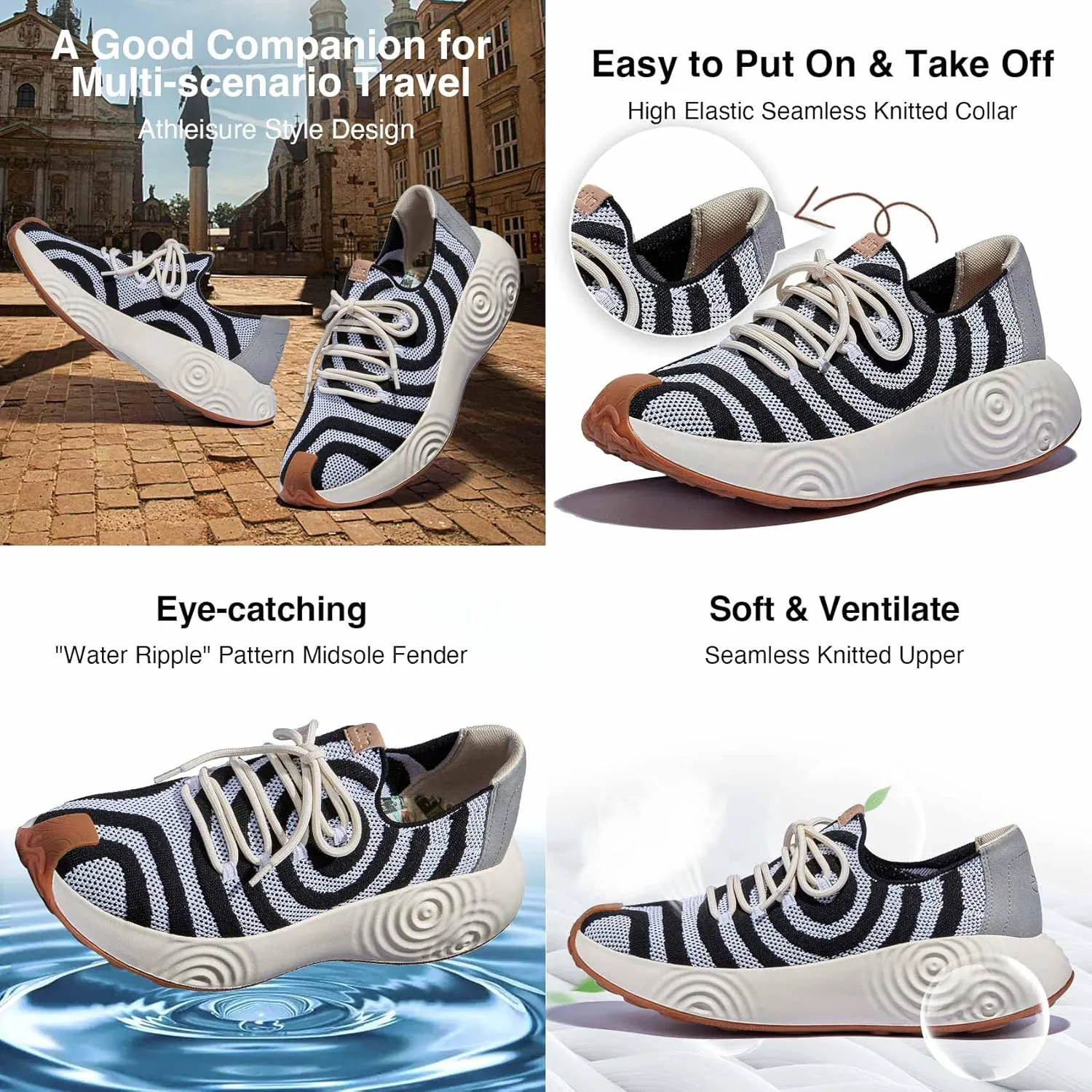 UIN Men's Platform Walking Shoes Casual Comfortable Art Painted Travel Fashion Sneaker Brava