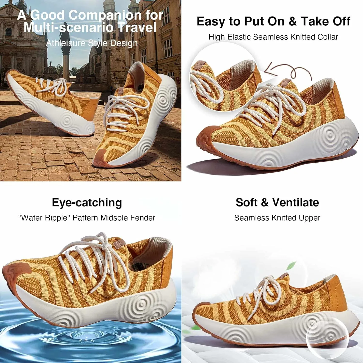 UIN Women's Platform Walking Shoes Casual Comfortable Art Painted Travel Fashion Sneaker Brava