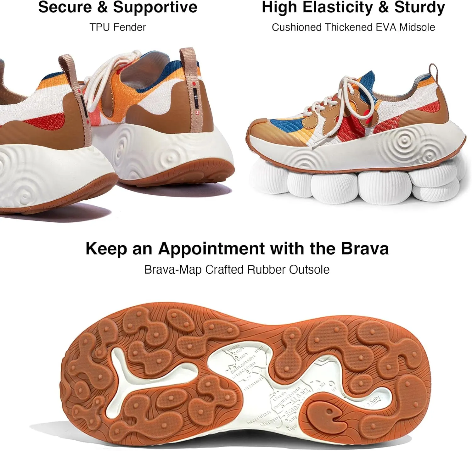 UIN Women's Platform Walking Shoes Casual Comfortable Art Painted Travel Fashion Sneaker Brava