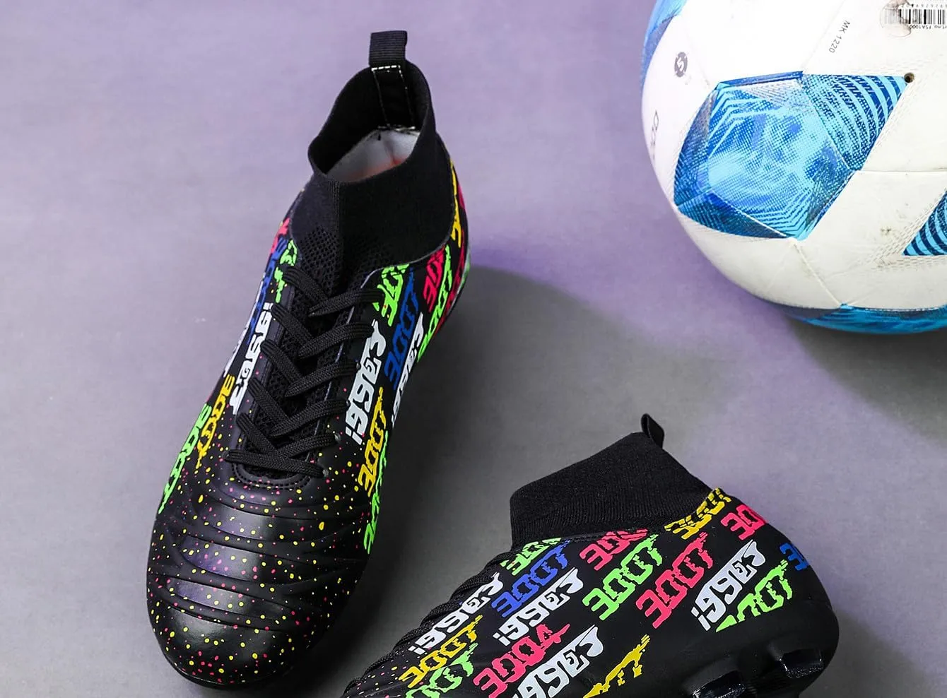 Unisex FG Cleats Training Athletic Non-Slip Long Studs High-Top Football Soccer Shoes for Youth