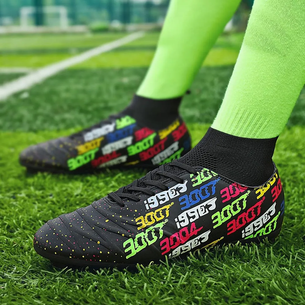 Unisex FG Cleats Training Athletic Non-Slip Long Studs High-Top Football Soccer Shoes for Youth