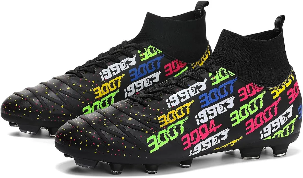 Unisex FG Cleats Training Athletic Non-Slip Long Studs High-Top Football Soccer Shoes for Youth