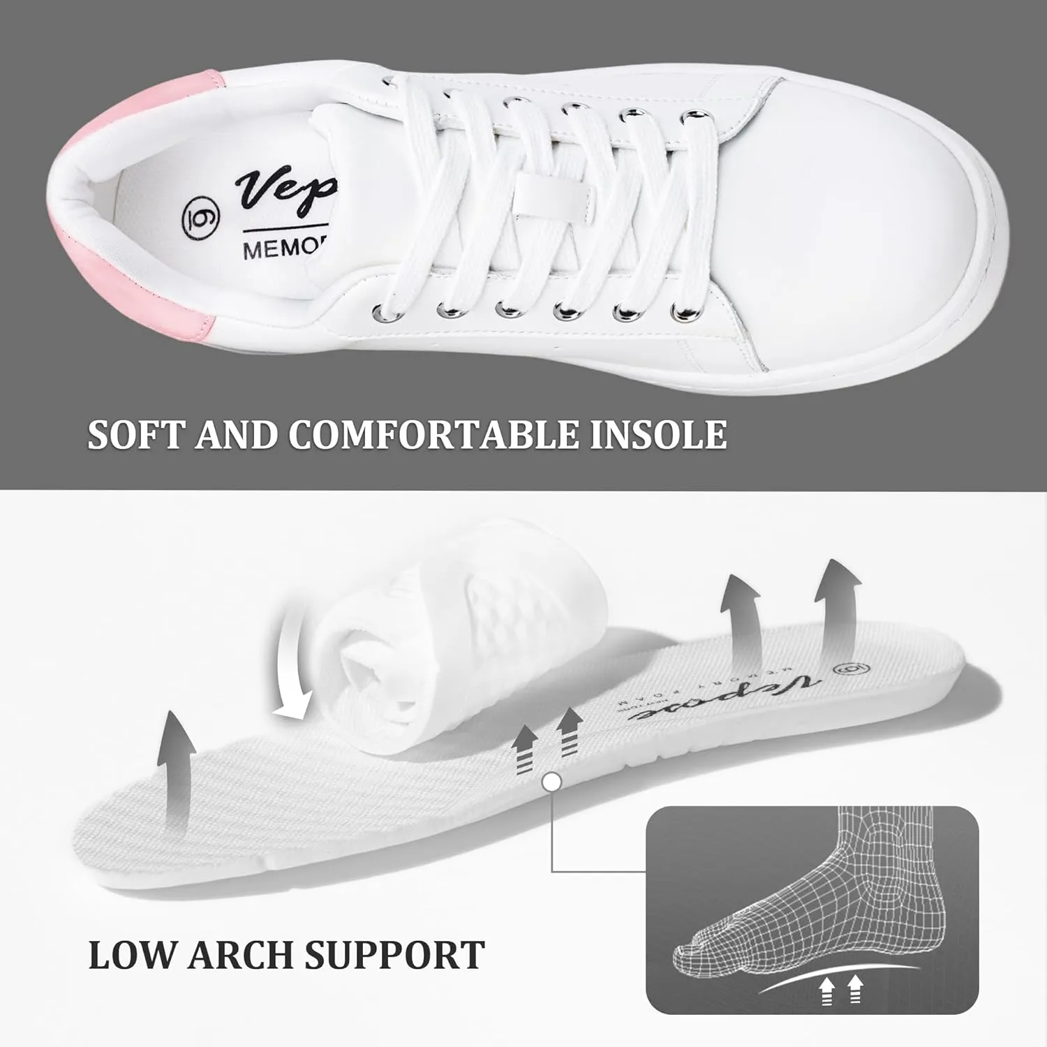 Vepose Women's Fashion Sneakers Casual Shoes Comfortable Dress Sneaker 2.0