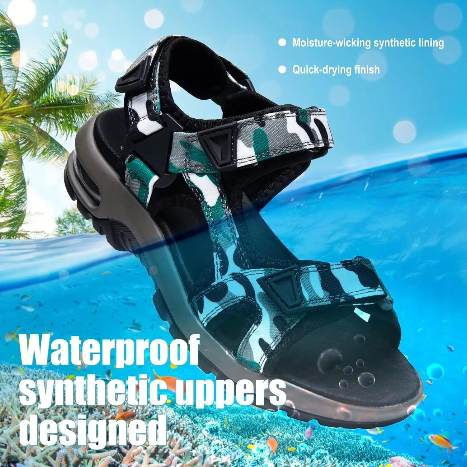 visionreast Boys Sandals Camouflage Print Kids Fashion Sport Sandals Outdoor Sandal Athletic Casual Sandals Beach Shoes